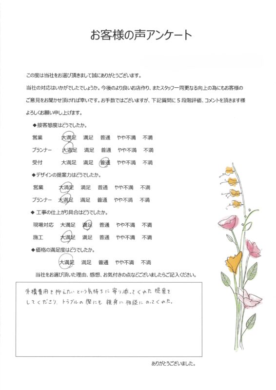 トラブルの際にも親身に相談にのってくれた。