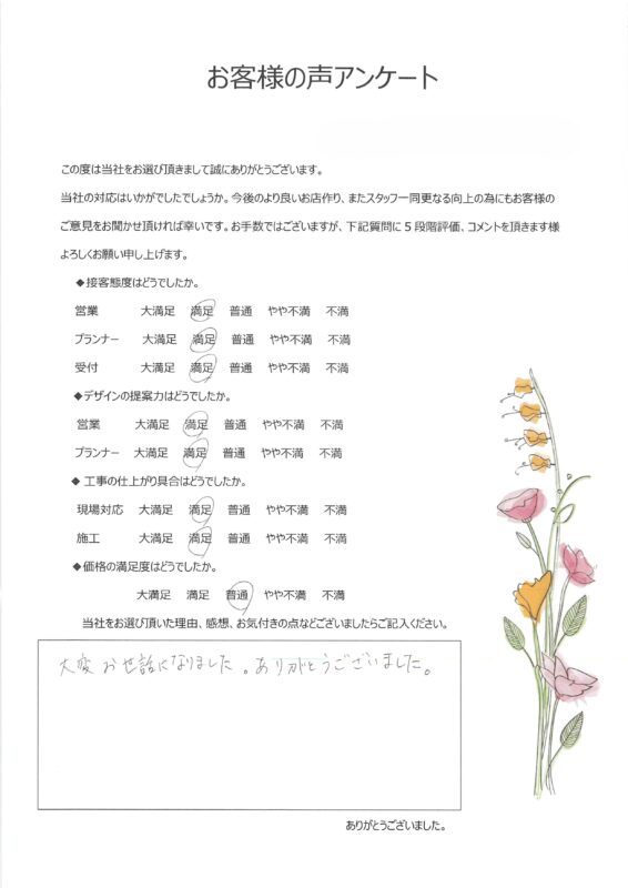 大変お世話になりました。